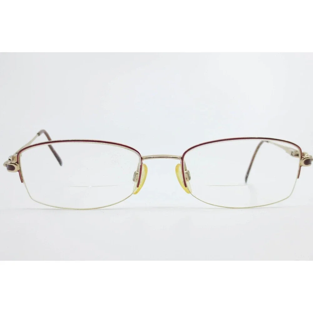 Charmant Aristar AR6895 Gold Burgundy Semi Rimless Eyeglasses Frames 52-19-135